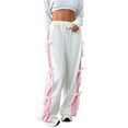 thumbnail image 1 of Puliio Womens Pants Bow Contrast Color Wide Leg Sweatpants Elastic Waist Sweat Baggy Loose Pants With Pocket, 1 of 7