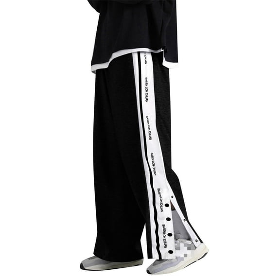 Puliio Womens Pants Straight Stripe Side Button Thin Sweatpants Spring Autumn Slim Fit Casual Trouser With Drawstring