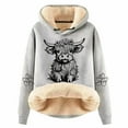 thumbnail image 1 of Puliio Womens Plus Size Hoodies Cute Cow Print Casual Fashion Plus Thick Long Sleeved Hoodie Soft Added Fleece Warm Comfortable Drawstring Hoody Pullover With Pocket, 1 of 4