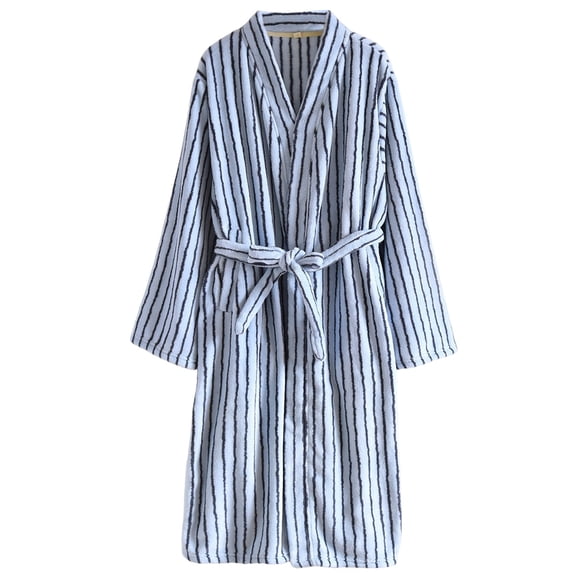 Puliio Womens Robes Fall Winter Warm Fluffy Striped Long Bathrobe Soft Comfy Warm Sleepwear,Size M