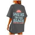 thumbnail image 1 of Puliio Womens Summer Beach Oversized Graphic Tees Short Sleeve Crewneck Top Ladies Vintage Baggy Shirts Summer Cotton Vacation Tee Tops, 1 of 6