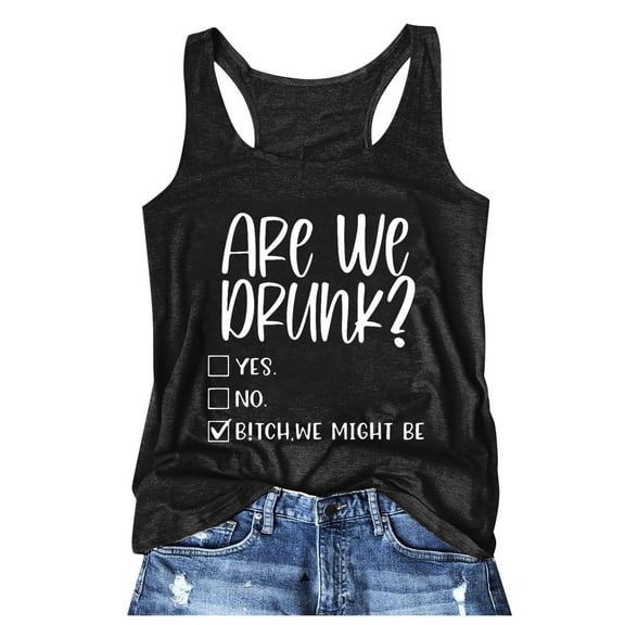 Puliio Womens Tank Tops Fashion Letter Crewneck Vest Top Summer Vacation Beach Casual Loose Fit Workout Tank Tops For Women