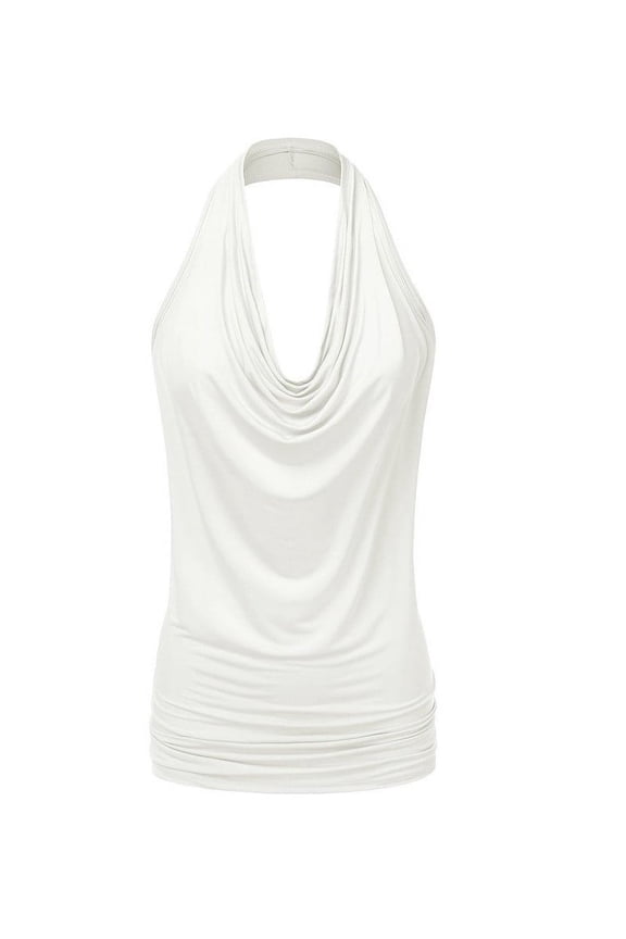 Womens Tank Tops Sexy Drape Cowl Neck Camisole Top Blouse Summer Solid Color Backless Sleeveless Fasion Vest Tops