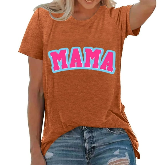 Puliio Womens t-shirts Fashion Casual Crew Neck Prints T Shirts Summer Short Sleeve Casual Loose T Shirts Tops