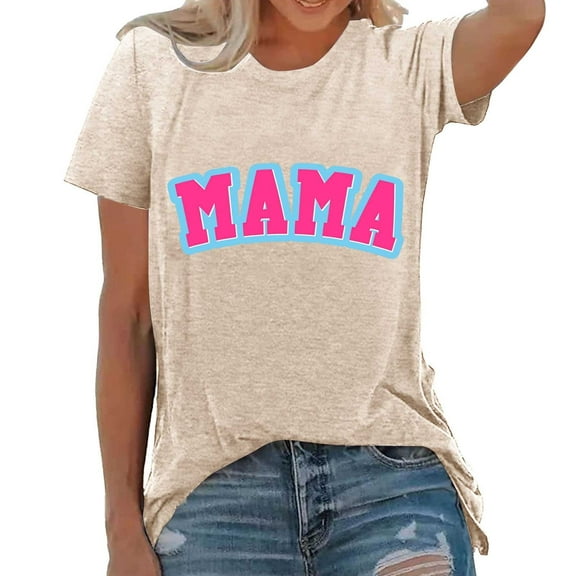 Puliio Womens t-shirts Fashion Casual Crew Neck Prints T Shirts Summer Short Sleeve Casual Loose T Shirts Tops