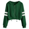 thumbnail image 1 of Puliio Zipper Hoodies For Womens Long Sleeve Solid Double Bar Puyllover Hooded Casual Blouse Sweatshirt Women's Blouse Short Hoody Tops, 1 of 5