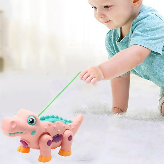 Pull Along Walking Pet Toy, Interactive Crawling Animal with Lights & Music, Leash Included for Toddlers Ages 1-3 - Educational Learning Toy for Boys & Girls, Pink Cute Toddler Toy Pink