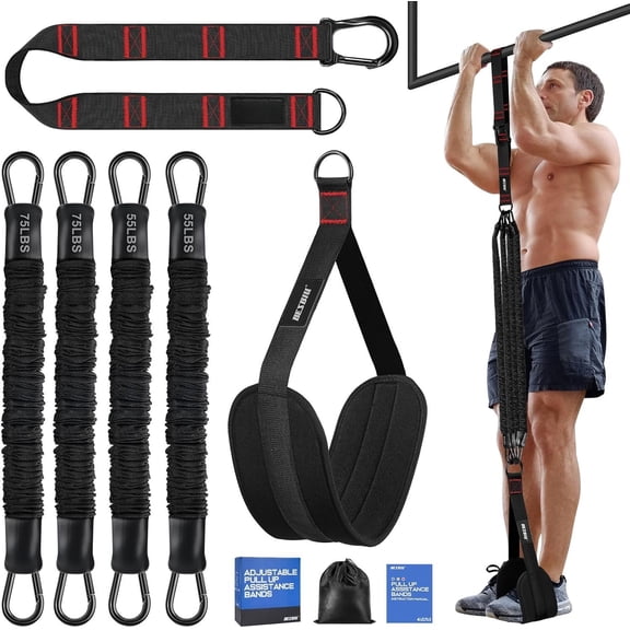Pull Up Assistance Bands 260lbs, Heavy Pull Up Bands Resistance Bands for Pull Ups Working Out with Rest, Pull Up Bar Bands Assistance Bands Strength Workout Equipment, Height Adjustable