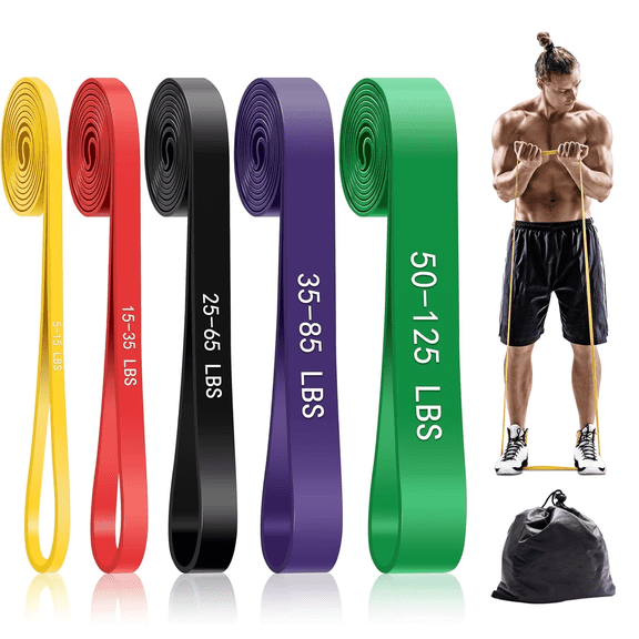 Pull Up Assistance Bands, 5-Level Resistance Bands for Working Out, Pull Up Bands for Men & Women, Exercise Bands for Full-Body Training, Fitness, Physical Therapy, Stretch Workout Bands at Home, Gym