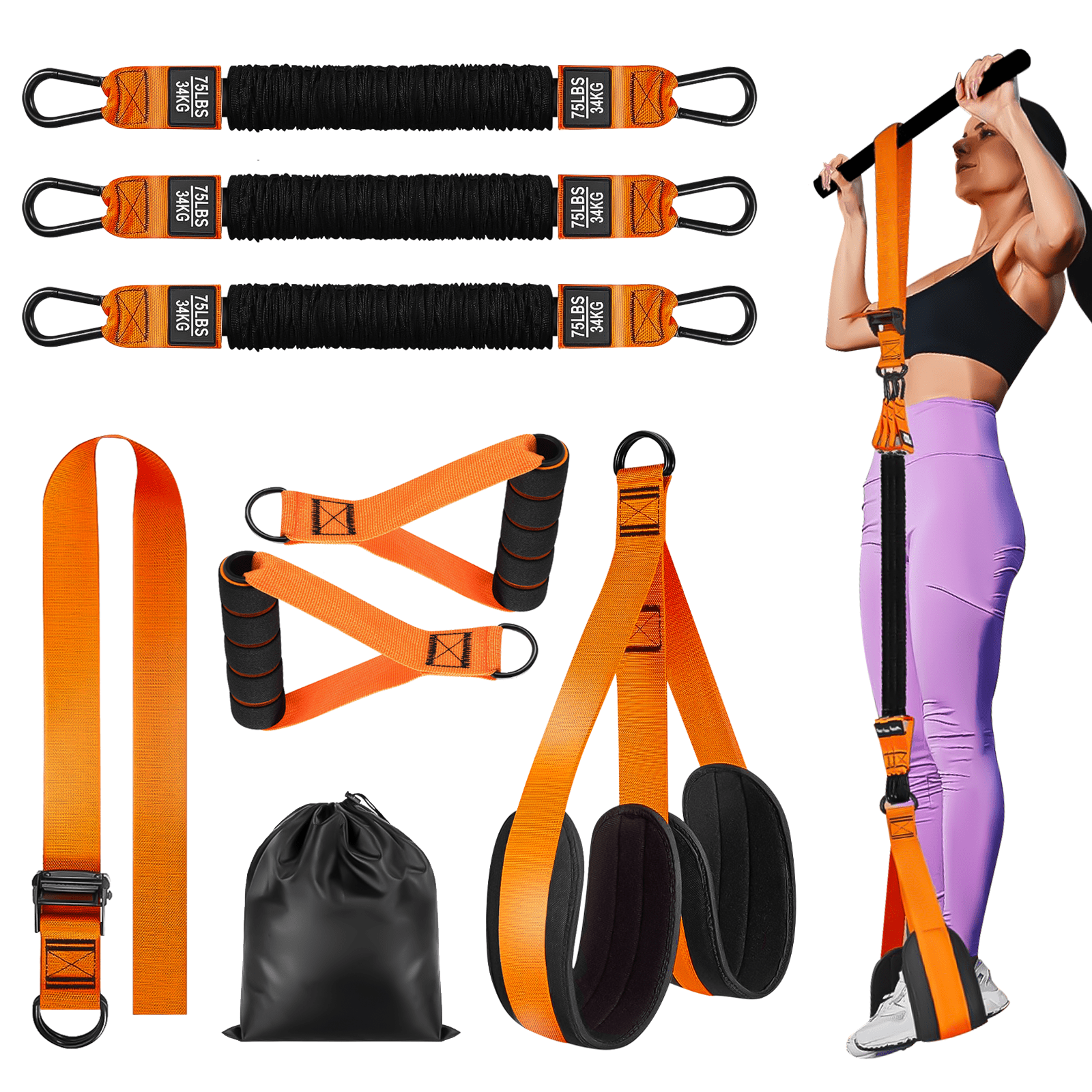 Pull Up Assistance Bands, Heavy Duty Resistance Band for Pull Up Bar, Adjustable Weight/Size with Fabric Feet/Knee Rest, Bands for Pull Up Assist for Strength Training, Pull Up Assist Band