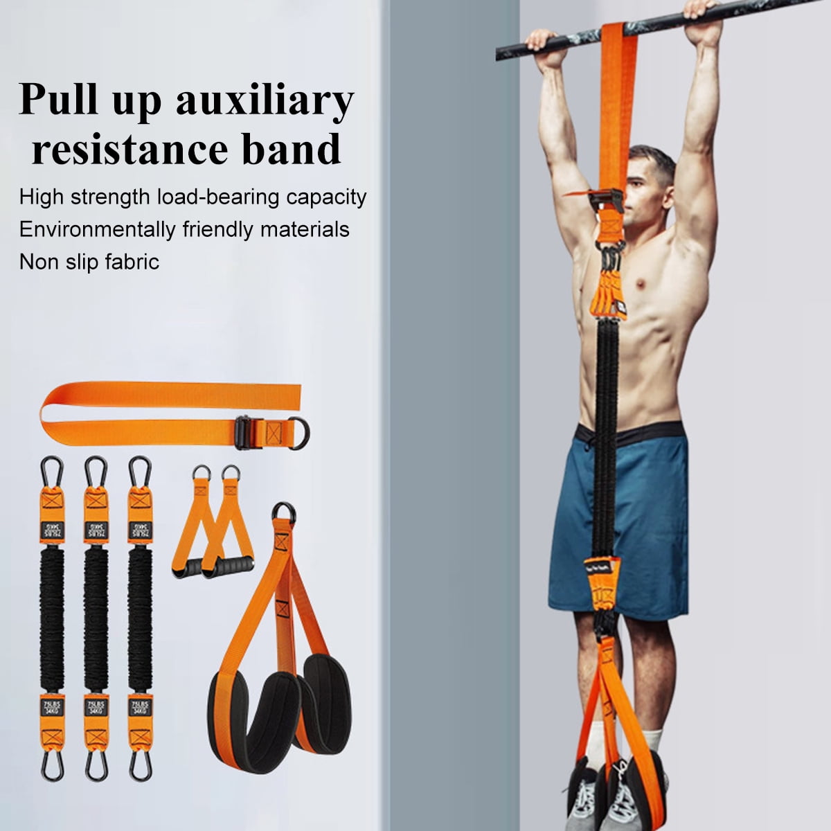 Pull Up Assistance Bands, Heavy Duty Resistance Band for Pull Up Bar, Adjustable Weight/Size with Fabric Feet/Knee Rest, Bands for Pull Up Assist for Strength Training - Style 1