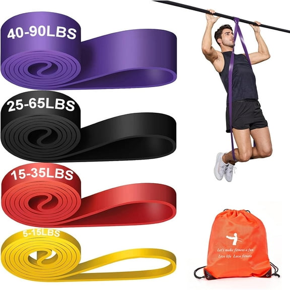Pull Up Assistance Bands Set 5 LBS - 230 LBS, Long Resistance Bands for Pull Ups Working Out, Gym Workout Bands for Men Exercise Muscle Training and Shape Body - Carry Bag Included