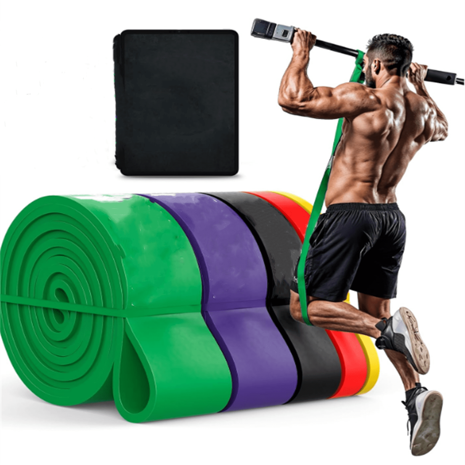 Pull Up Assistance Resistance Bands - Long Loop Power Bands for Men and Women - Strength Power Flexibility Training at Home & Gym - Ebooks & Workout Chart Included