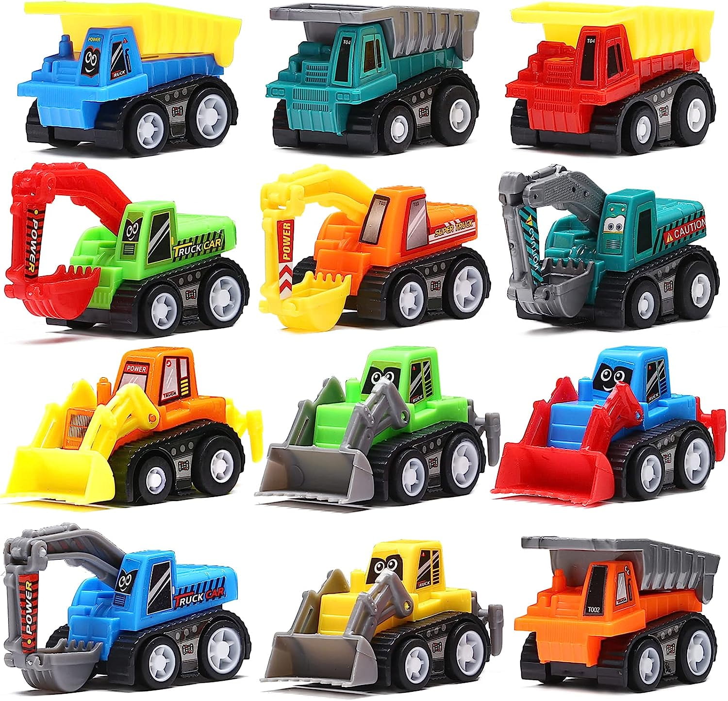 Pull Back Car 12 Pcs Mini Truck Toy Kit Set Funcorn Toys Play Construction Engineering Vehicle Educational Preschool for Children Boys Party Favors