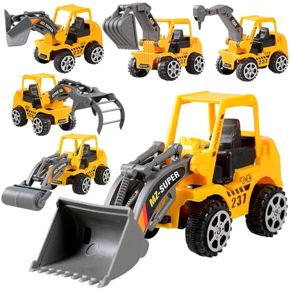 Pull Back Construction Vehicle Toy, Random 1 Pack Mini Engineering Truck, Excavator Bulldozer Forklift Assorted Models, Plastic Simulation Car, Birthday Party Favor Gift for Boys Kids Ages 3+