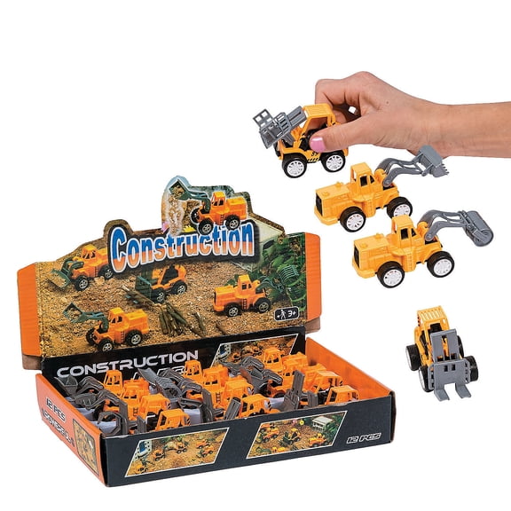 Pull Back Construction Vehicles (Dz/Db) - Party Favors - 12 Pieces