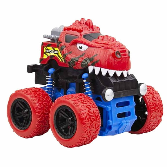 Pull Back Dinosaur Car Toys for 3 4 5 Years Old Boys, Sturdy Friction Powered Truck Toys, Four-Wheel Stunt Vehicles, Pull Back Cars, Birthday Gift for Boys Girls Kids Toddler