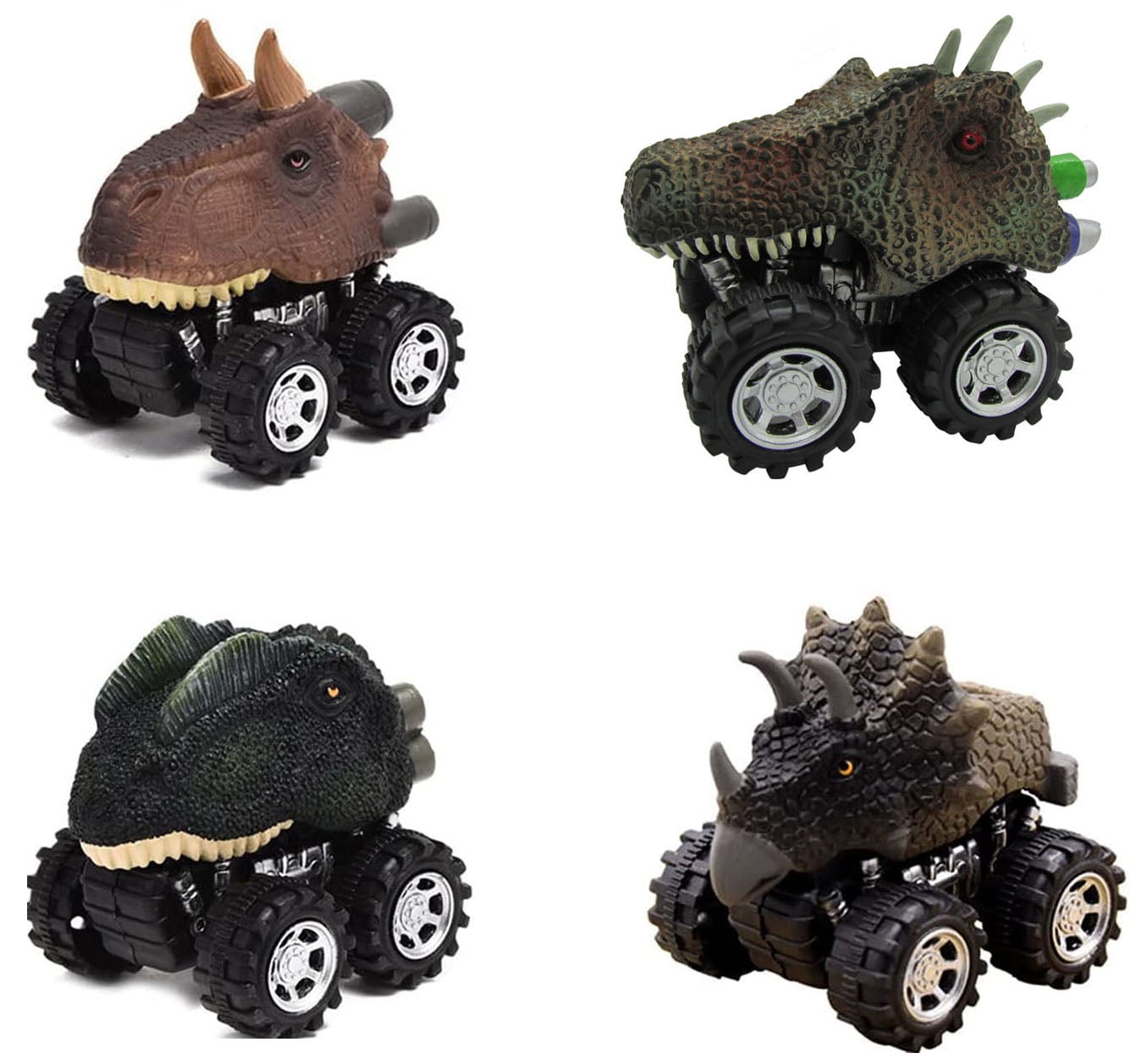 Pull Back Dinosaur Car Toys for Kids,Bexikou 4 Pack Dinosaur Games