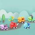 thumbnail image 1 of Pull Back Dinosaur Construction Car Toy - 6 Pack No Battery Needed Friction Powered Vehicles, Safe Plastic with Rounded Edges for Kids Ages 3+ Multicolor, 1 of 6