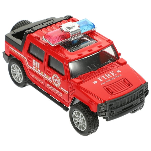 Pull Back Fire Truck Toy for Kids with Sound and Light, Red Cartoon Vehicle, ABS Alloy, Infant and Toddler Play Car