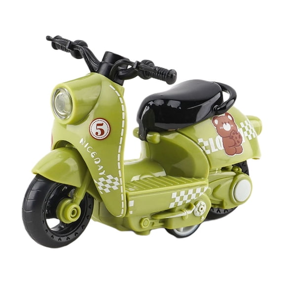 Pull Back Motorcycle Toy, ZzCityTK Rechargeable Friction Powered Ride On Car, Interactive Moving Parts Non Slip Wheels Flip Up Seat for Boys, Light Green