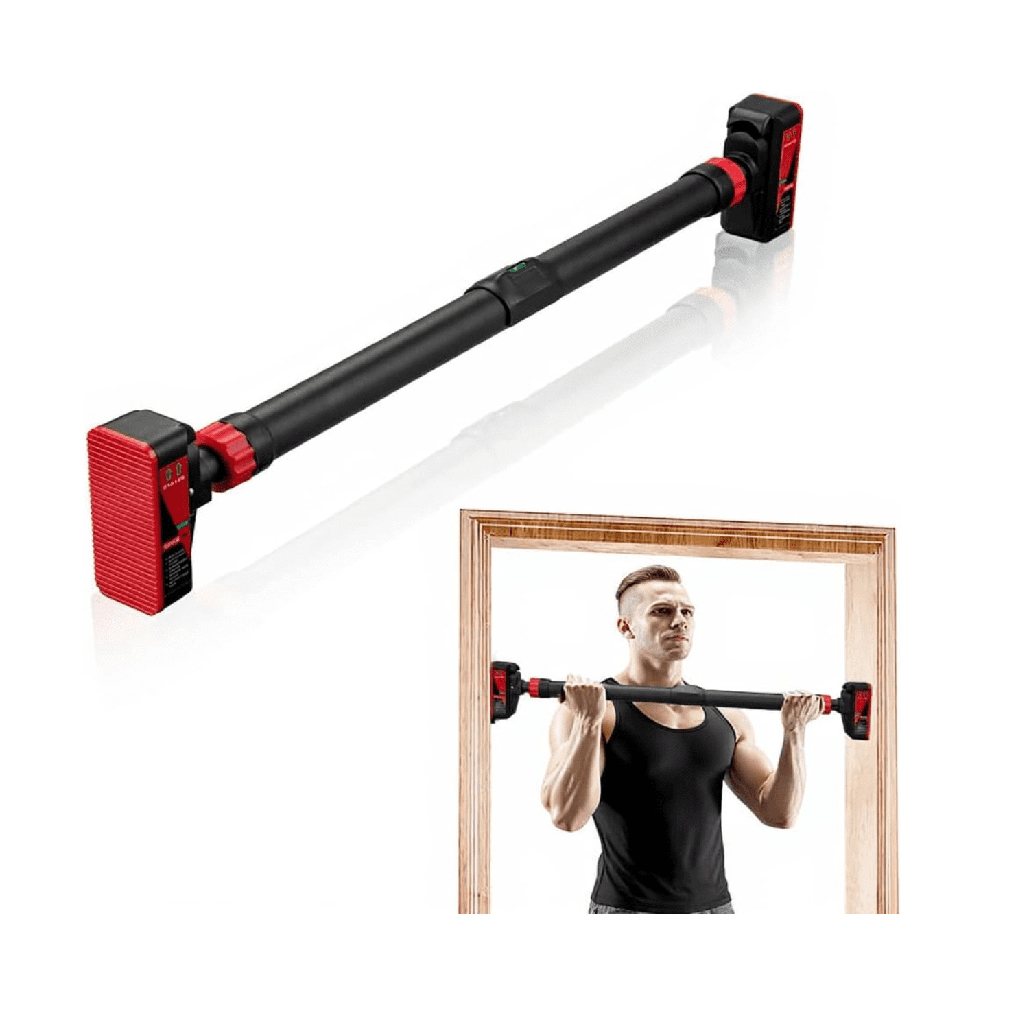 Pull Up Bar For Doorway,Strength Training Pull-Up Bars with Level Meter & Anti-Slip Design for Home Gym Upper Body Workout,Adjustable No Screws Chin Up Bar