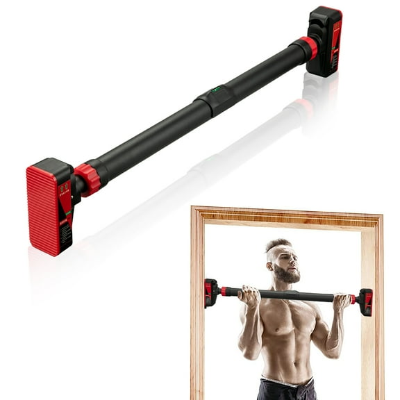 Pull Up Bar for Doorway, Strength Training Pull-up Bars, Automatic Locking, No Screws Adjustable Width, Pullup Bar with Level Meter for Home Gym Upper Body Workout, Max Load 440LBS