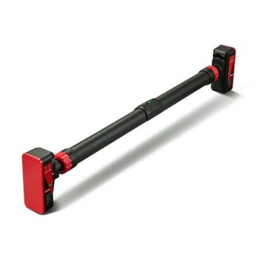 Pull Up Bar for Doorway, Strength Training Pull-up Bars, Chin Up Bar, No Screws, with Level Meter and Adjustable Width for Home Gym Upper Body Workout Black and Red