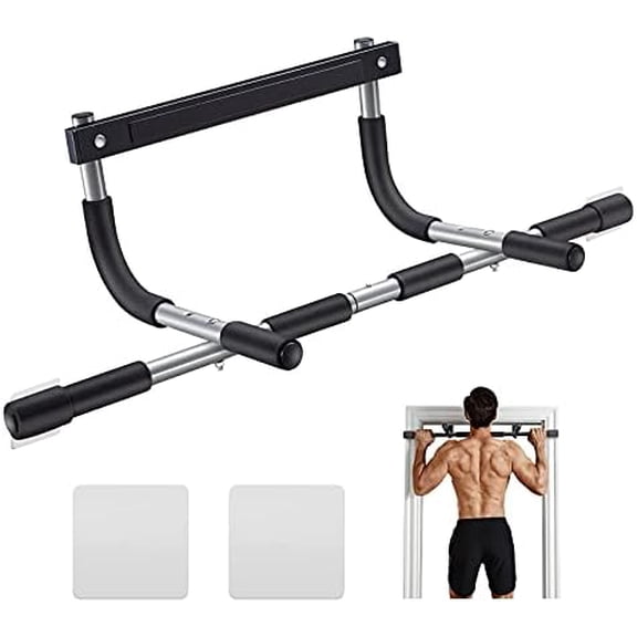 Pull Up Bar for Doorway | Thickened Steel Max Limit 440 lbs Upper Body Fitness Workout Bar| Multi-Grip Strength for Doorway | Indoor Chin-Up Bar Fitness Trainer for Home Gym Portable silver2