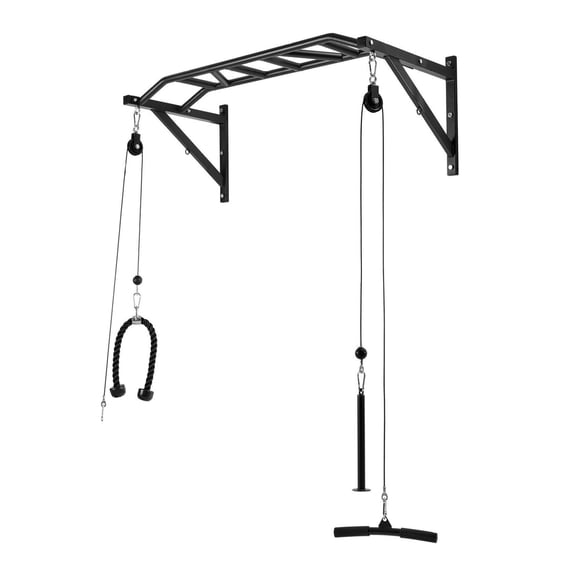 Pull Up Bar, Multi-Grip Wall Mounted Pull Ups, 50 in Width Multifunctional Chin Up Training Station, Heavy Duty Steel Upper Body Workout Bars with LAT Pulldown Attachments, 440 lbs, for Home Gym