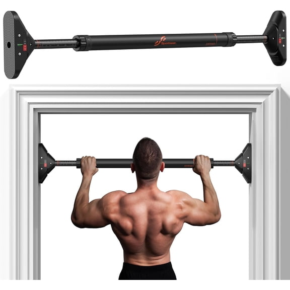 Pull Up Bar: Strength Training Chin up Bar No Screws - Adjustable 29.5''-37''(75-94cm) Width Locking Mechanism Pull up Bar for Doorway - Max Load 440lbs for Home Gym Upper Body Workout, Non-slip