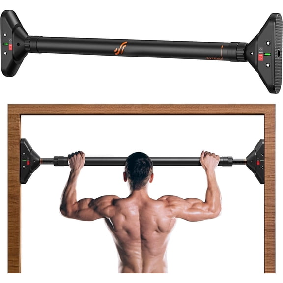 Pull Up Bar: Strength Training Chin up Bar No Screws - Adjustable Width Locking Mechanism Pull up Bar for Doorway - Max Load for Home Gym Upper Body Workout, Non-slip