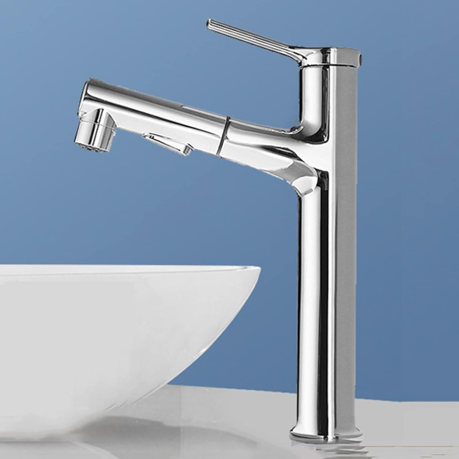 Pull Out Bathroom Faucet, Bathroom Sink Faucet with Sprayer Single Hole, Bathroom Basin Faucet for Hot and Cold Water, Bathroom Sink Faucet Single Handle Chrome,High