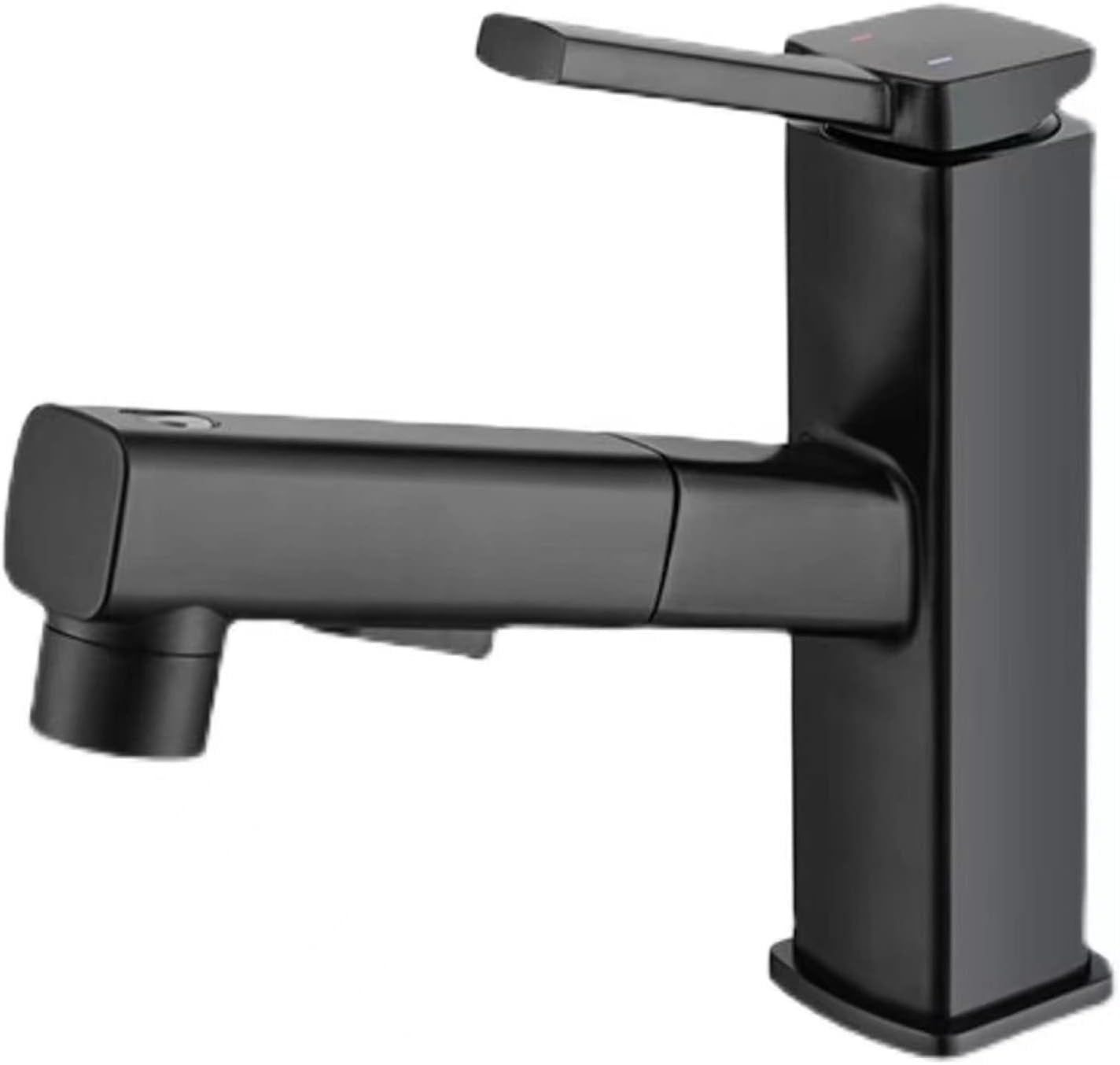 Pull Out Bathroom Faucet,Single Hole Bathroom Sink Faucet with 3 Modes Pull Down Sprayer Basin Tap,Brass Single Handle Bathroom Basin Faucet for Hot and Cold Water,Black