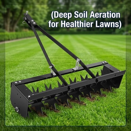 Pull Behind Aerator 31 Inch, Tow Behind Spike Aerator with 8 Star Tines and 200 LBS Weight Capacity, Heavy Duty Lawn Aerator for Tractor ATV Garden and Farm