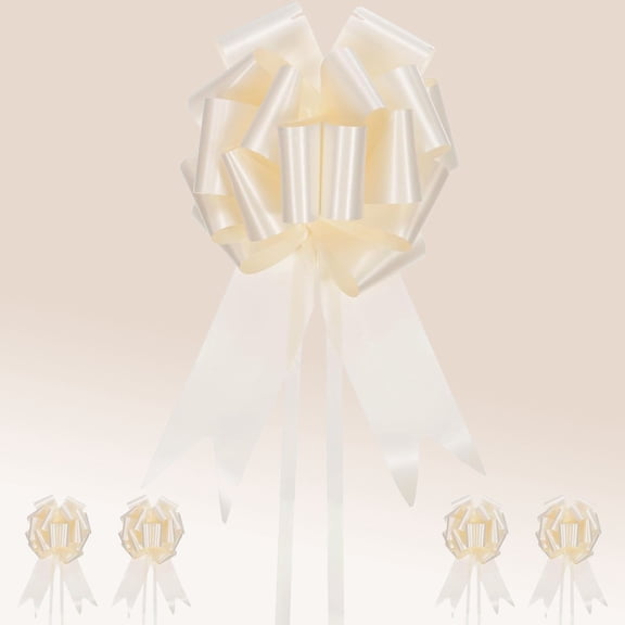 Pull Bow, Plastic Flower Ribbon Pull Bows for Gift Wrapping, Wedding, Baskets Decorations, Satin Pull Bows