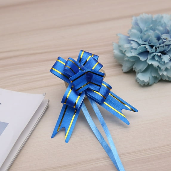 Pull Bow Ribbons Flower For Wedding Events Birthday Decor Gift Wrapping Accessories Christmas Christmas Bow/ Rose Flower 100pcs Dark Blue Gold Edge