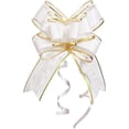 thumbnail image 1 of Pull Bows for Gift Wrapping, 15 PCS Large Gift Bow Bulk for Presents Package, Gift Baskets, Christmas, Wedding, and Party Decor (White with Tulle & Gold line, 6 inches), 1 of 4