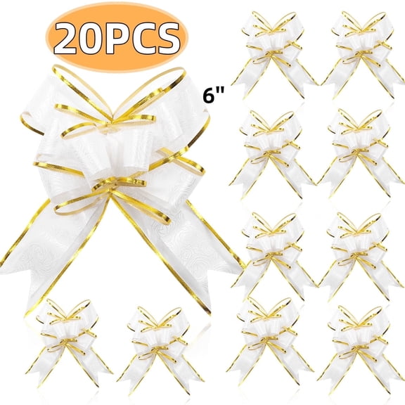 Pull Bows for Gift Wrapping 6 inche Large Ribbon Pull Bows for Gift Baskets, Christmas, Wedding, and Party Decor 20 PCS Style3