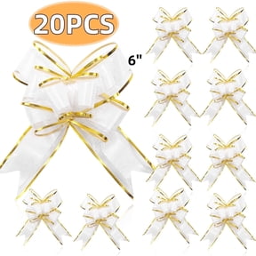 Kabuer Pull Bows for Gift Wrapping 6 inche Large Ribbon Pull Bows for Gift Baskets, Christmas, Wedding, and Party Decor 20 PCS Style3