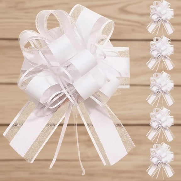 Pull Bows for Gift Wrapping, Party Wedding Ribbon Bows for Wrapping Boxes or Flower Decorations, Presents or Christmas Tree (White)