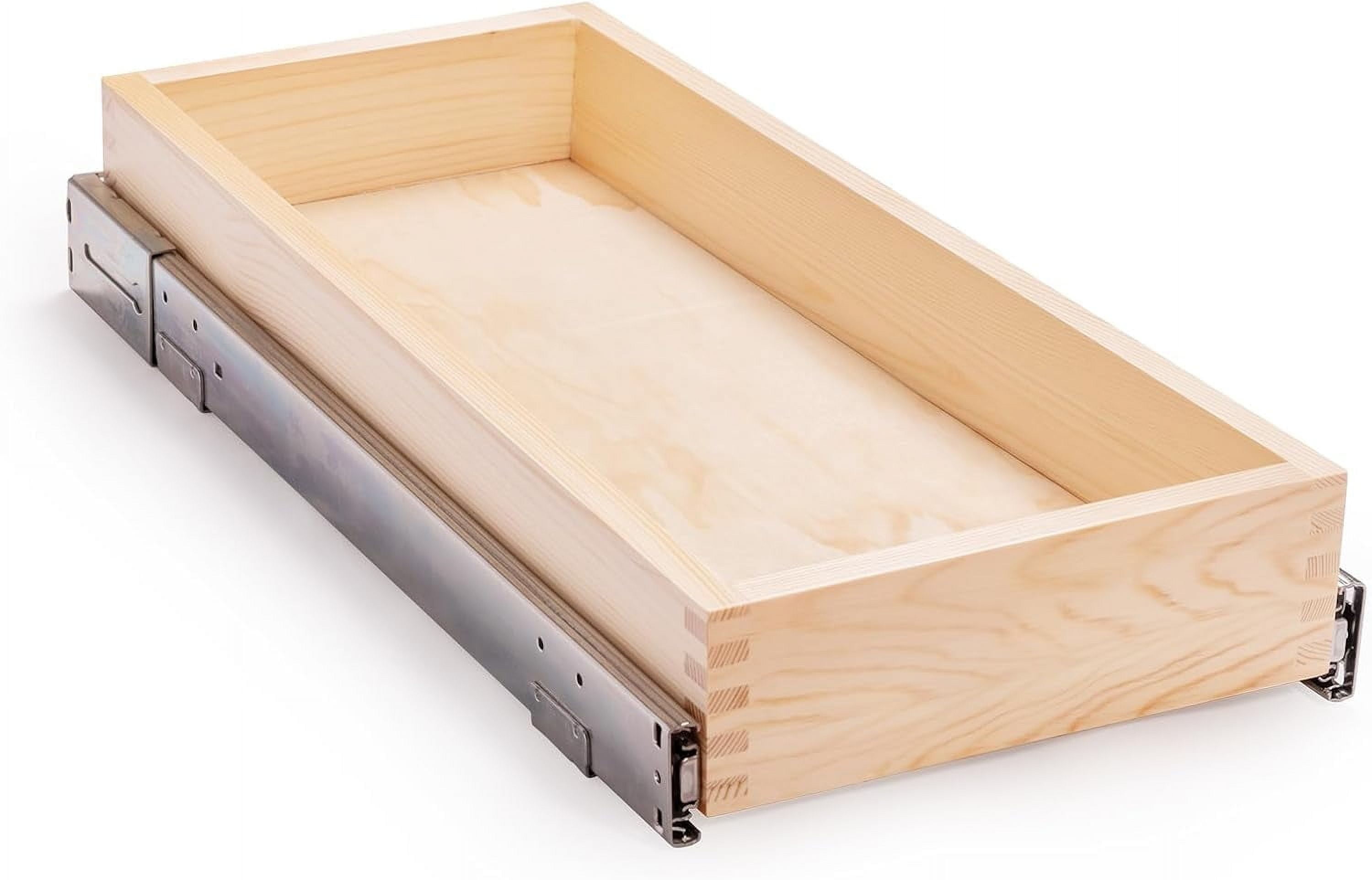 Pull Out Cabinet Drawer, 11”W x 21”D Soft Close Slide Out Wood Drawer Organizer for Kitchen, Finished, Bottom Assembly (Wood Drawer Part is Width 10'')