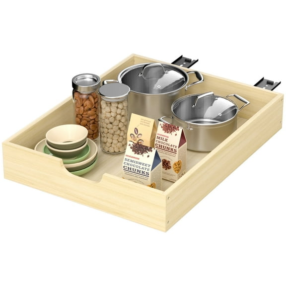 Pull Out Cabinet Drawer, Soft Close Solid Wood Pull Out Organizer Organizer for Cabinet, 17" W x 21" D Pull Out Shelves in Kitchen, Pantry, Bathroom
