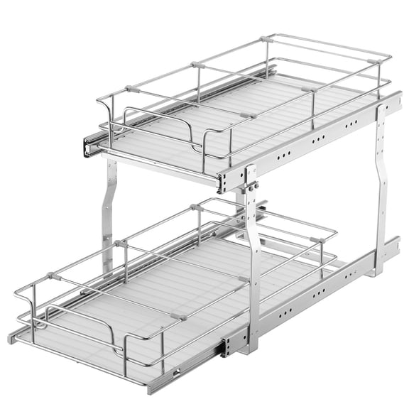 Pull Out Cabinet Organizer 12"W x 21"D x 15"H, Heavy Slide Out Storage Rack, Steel Roll Out Drawer for Home, Cabinet Install Size 13.5"W x 22"D x 18"H, White