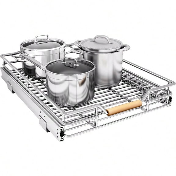 Pull out Cabinet Organizer 15W X 21D Heavy Duty Smooth Sliding Under Cabinet Shees for Pots and Pans Full-Extension Roll out Drawers Slide out Organization for Home Kitchen Pantry