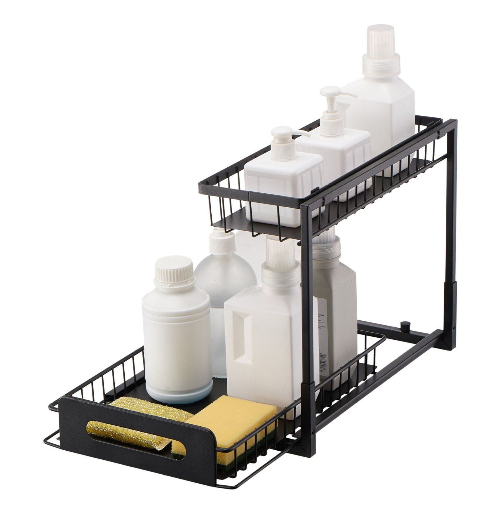 Pull Out Cabinet Organizer 2 Tier - Under Sink Organizer & Storage (10.7"W x 14.2"D) - Sliding Shelf - Wire Basket - Kitchen, Bathroom, Cabinet - 12.5"W x 15.5"D x 13"H