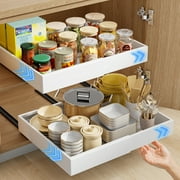 Pull out Cabinet Organizer, Adjustable Width 12.2-20.1 Expandable Slide out Drawers Storage Rack, Pull-out Shelf Storage for Kitchen Pantry Bathroom Organization White