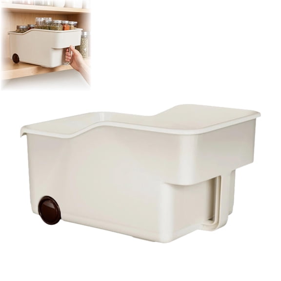 Pull Out Cabinet Organizer Bin with Roll Wheels Durable PP material, Smooth Roll-Wheel Slide Out Design, Under Cabinet Sink Organizer for Kitchen, Bathroom & Pantry Storage
