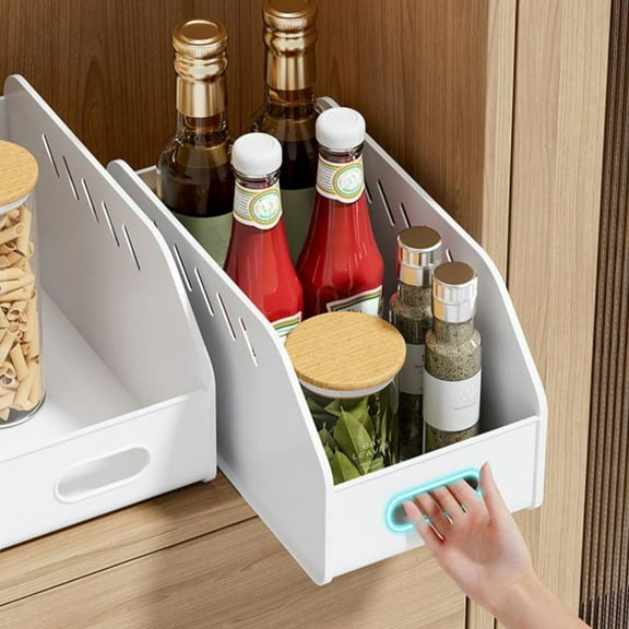 Pull Out Cabinet Organizer, Deep Pull Out Drawers for Cabinets, Cabinet Storage Box, Home Kitchen Seasoning Rack, Plastic Sundries Storage Basket, Large Desktop Snack Storage Basket