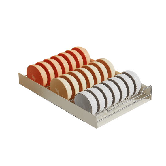 Pull Out Cabinet Organizer with Dish Drying Rack - No Drill Sliding Drawers for Kitchen, Adhesive Plate & Bowl Organizer, Stainless Steel Roll Out Shelves for Pantry, Under Sink Storage